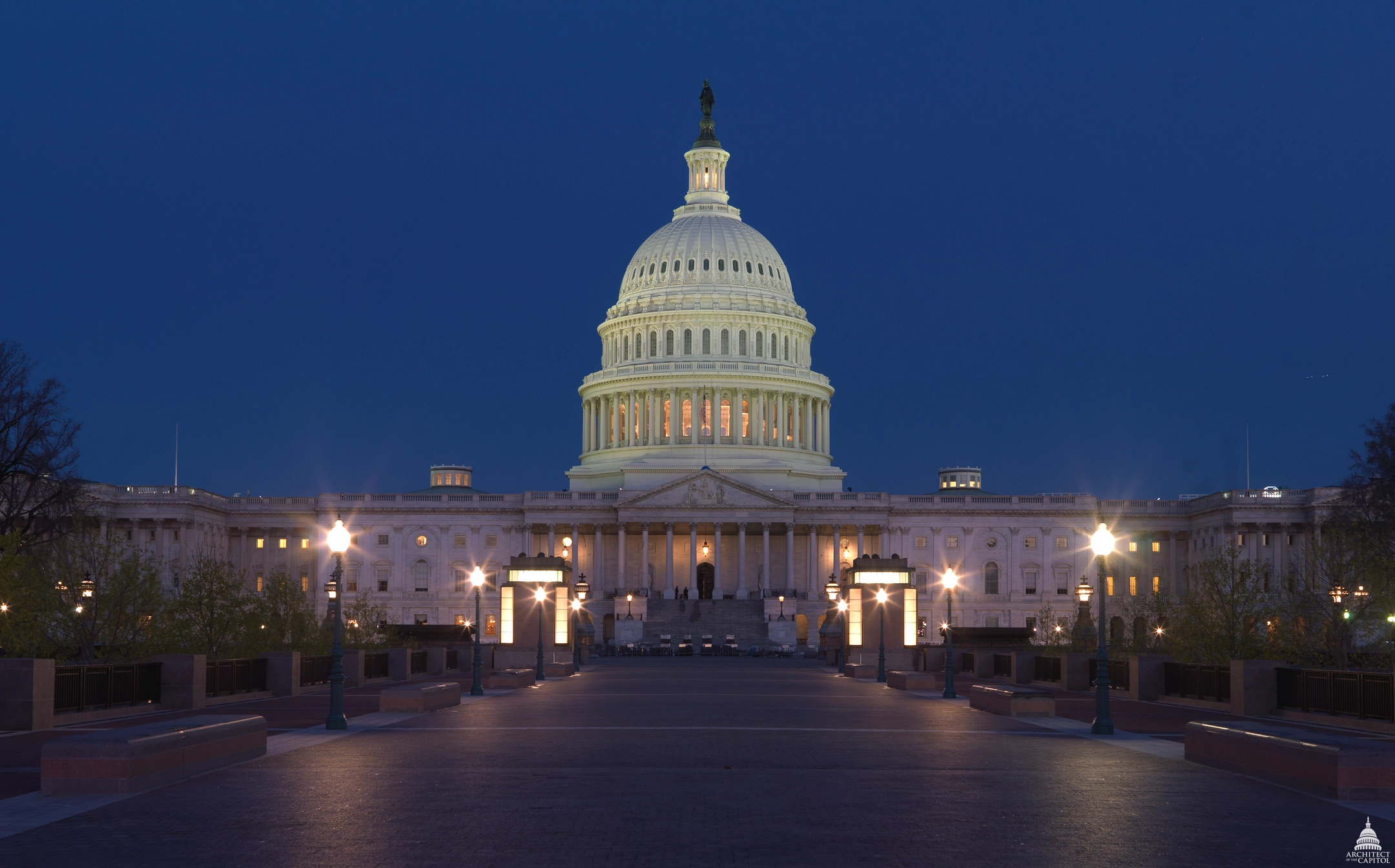 The U.S. Capitol at night